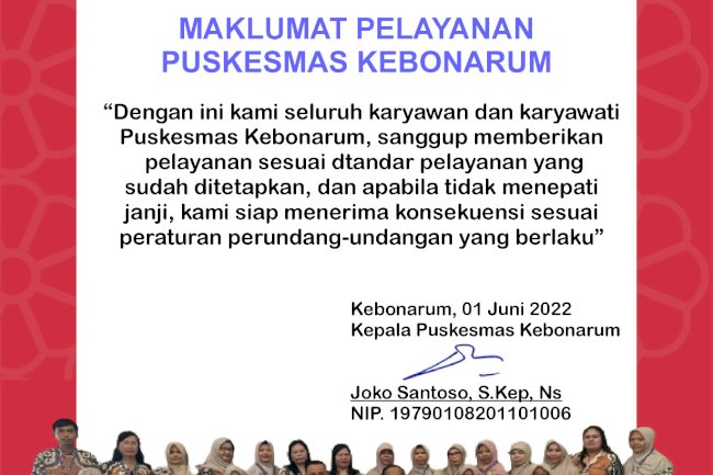 MAKLUMAT PELAYANAN PUSKESMAS KEBONARUM